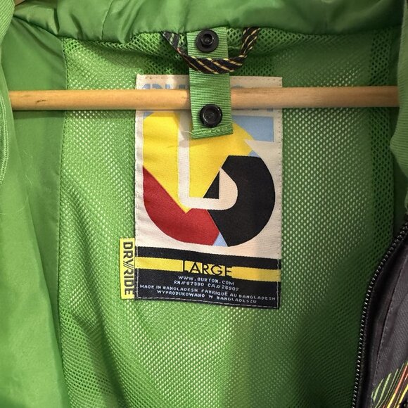 Burton Jacket Coat Snowboarding Skiing Mens L Dryride Multicolor Striped Hooded - Picture 8 of 10